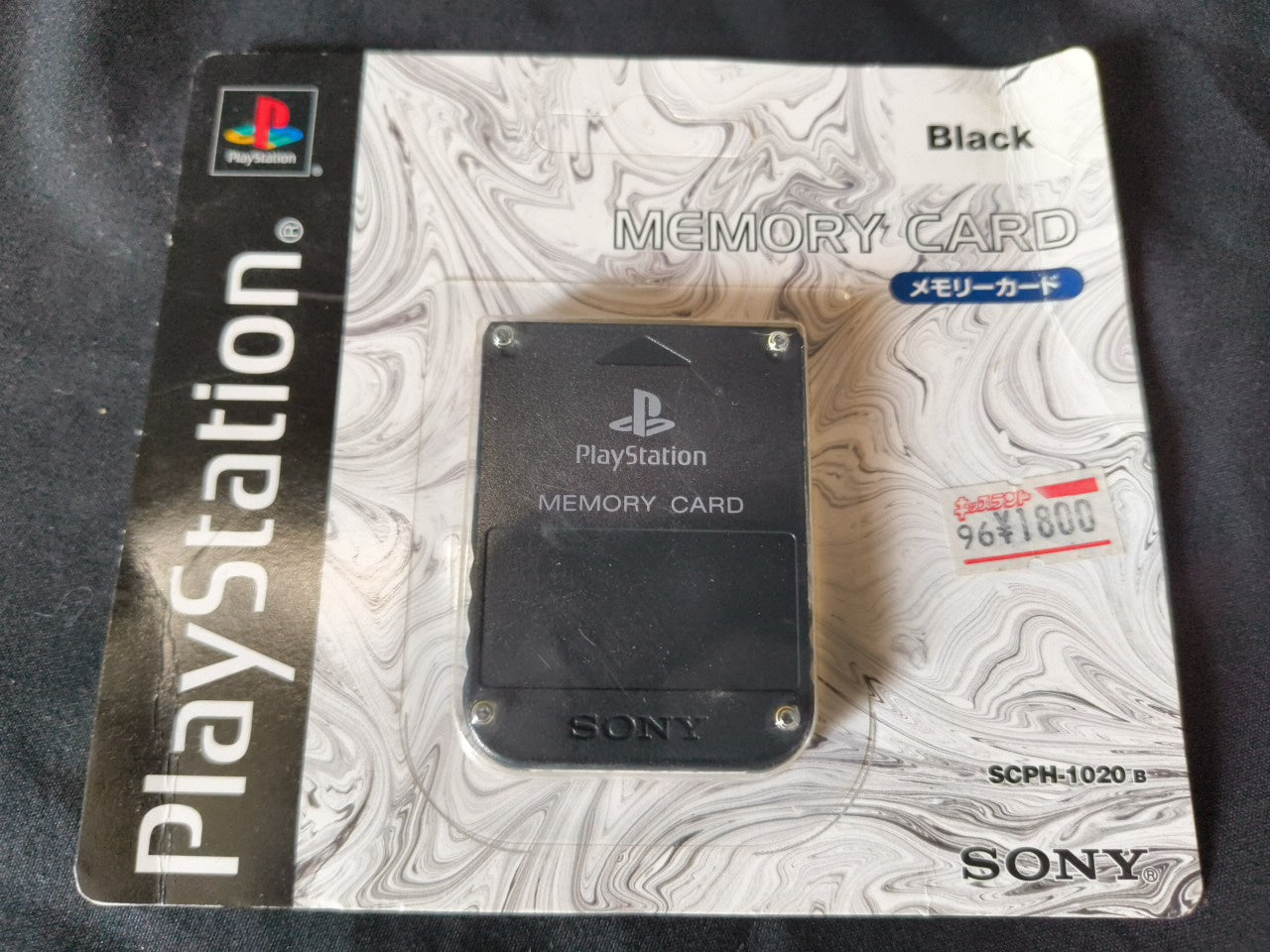 PlayStation 1 PS1 Official Memory Card Black scph-1020 With Original Box -h0114-