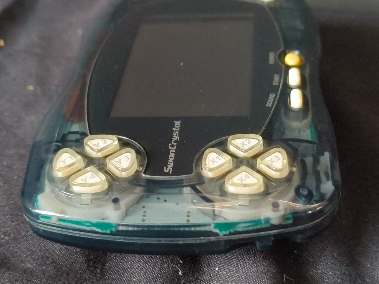 JUNK, Broken Wonder Swan Crystal Clear Black BANDAI WSC Handheld Console-h0117-1