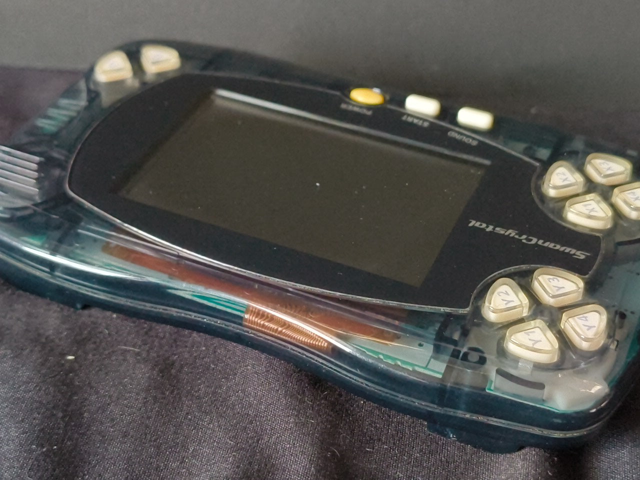 JUNK, Broken Wonder Swan Crystal Clear Black BANDAI WSC Handheld Console-h0117-1