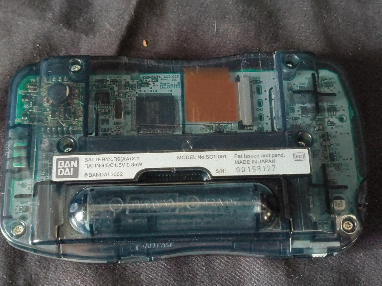 JUNK, Broken Wonder Swan Crystal Clear Black BANDAI WSC Handheld Console-h0117-1