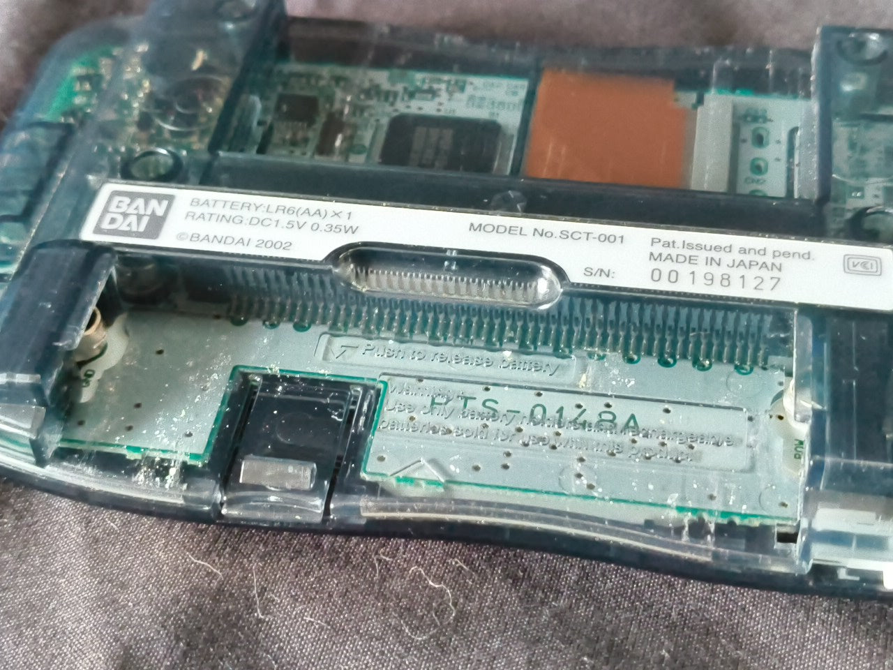 JUNK, Broken Wonder Swan Crystal Clear Black BANDAI WSC Handheld Console-h0117-1