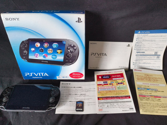 SONY PS Vita PCH-1100 Black Console, w/Manual Box set, Working-h0117-