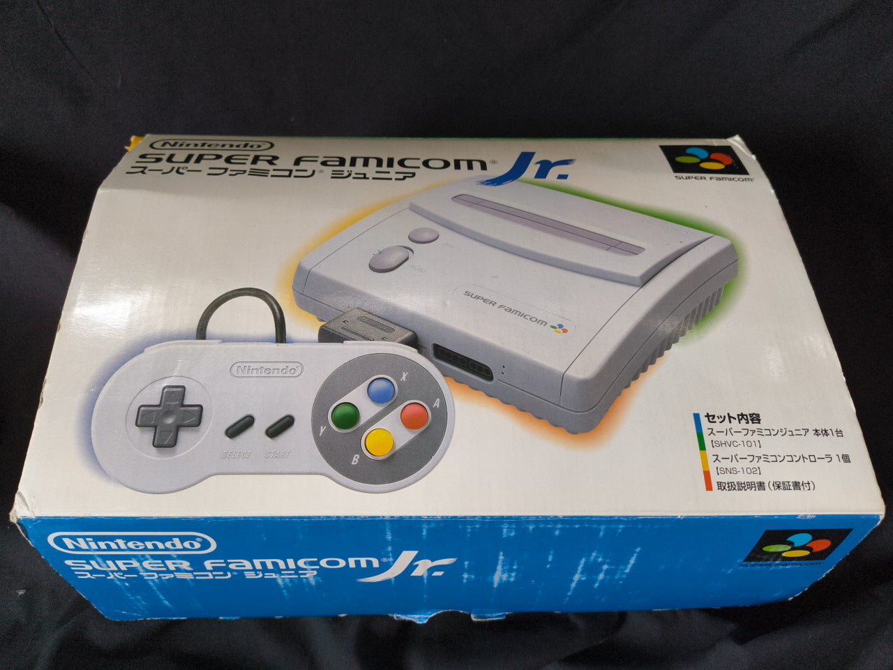 Nintendo Super Famicom Jr. (SNES) Console, w/Pads, Manual, Box, Game set-h0206-2
