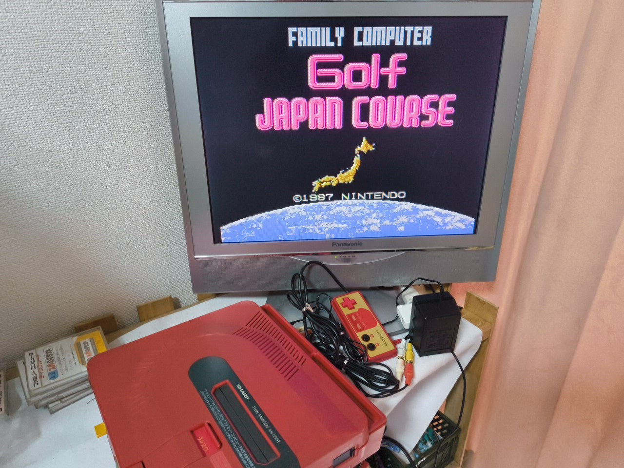 Mario Golf Japan Coruse (NES) Disk System, Game disk and box set, working-h0212-