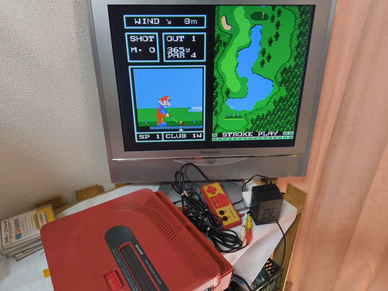Mario Golf Japan Coruse (NES) Disk System, Game disk and box set, working-h0212-
