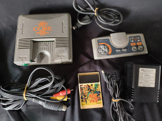 NEC PC Engine Coregrafx2 Console PI-TG7, Pad, PSU, AV cable, Game,working-h0212-