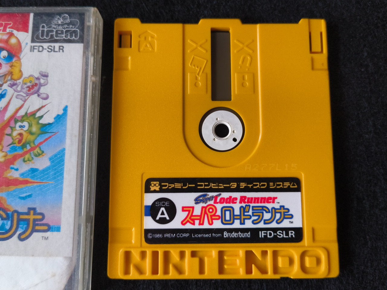 Super Lode Runner (NES) Disk System, Game disk and box set, working-h0212-