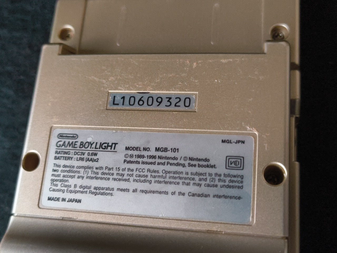 Used, Nintendo Gameboy Light Gold color console MGB-101w/Game, Working-gh0212-