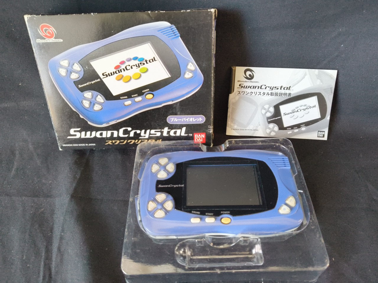 Wonder Swan Crystal Blue Violet BANDAI Console,Manual Boxed set, Working-h0214-