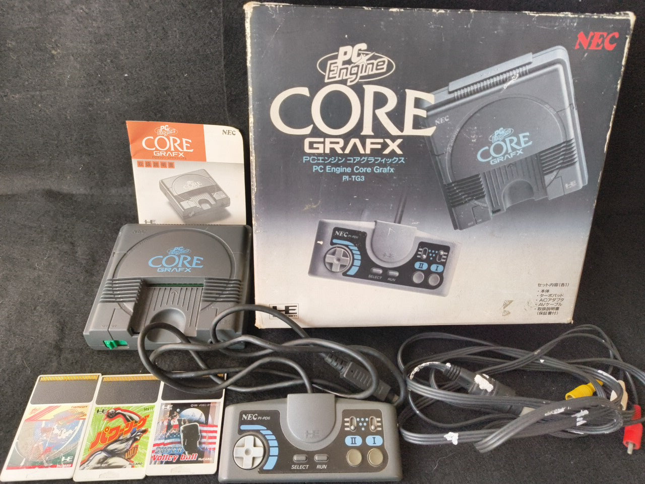 NEC PC Engine Coregrafx Console PI-TG3 TurboGrafx16, w/Manual, Game, Box-h0220-