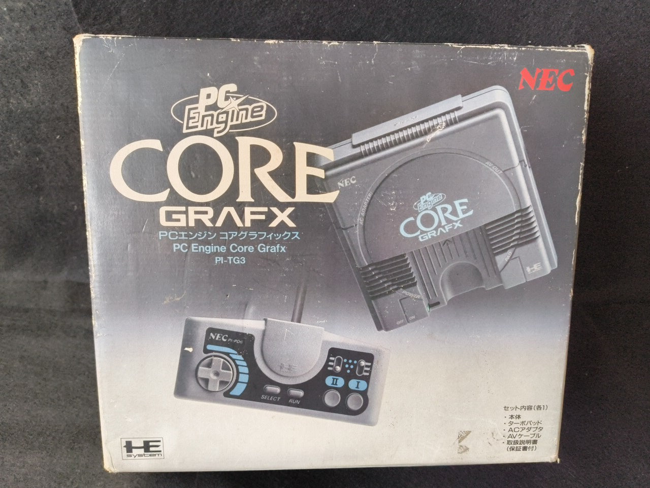 NEC PC Engine Coregrafx Console PI-TG3 TurboGrafx16, w/Manual, Game, Box-h0220-