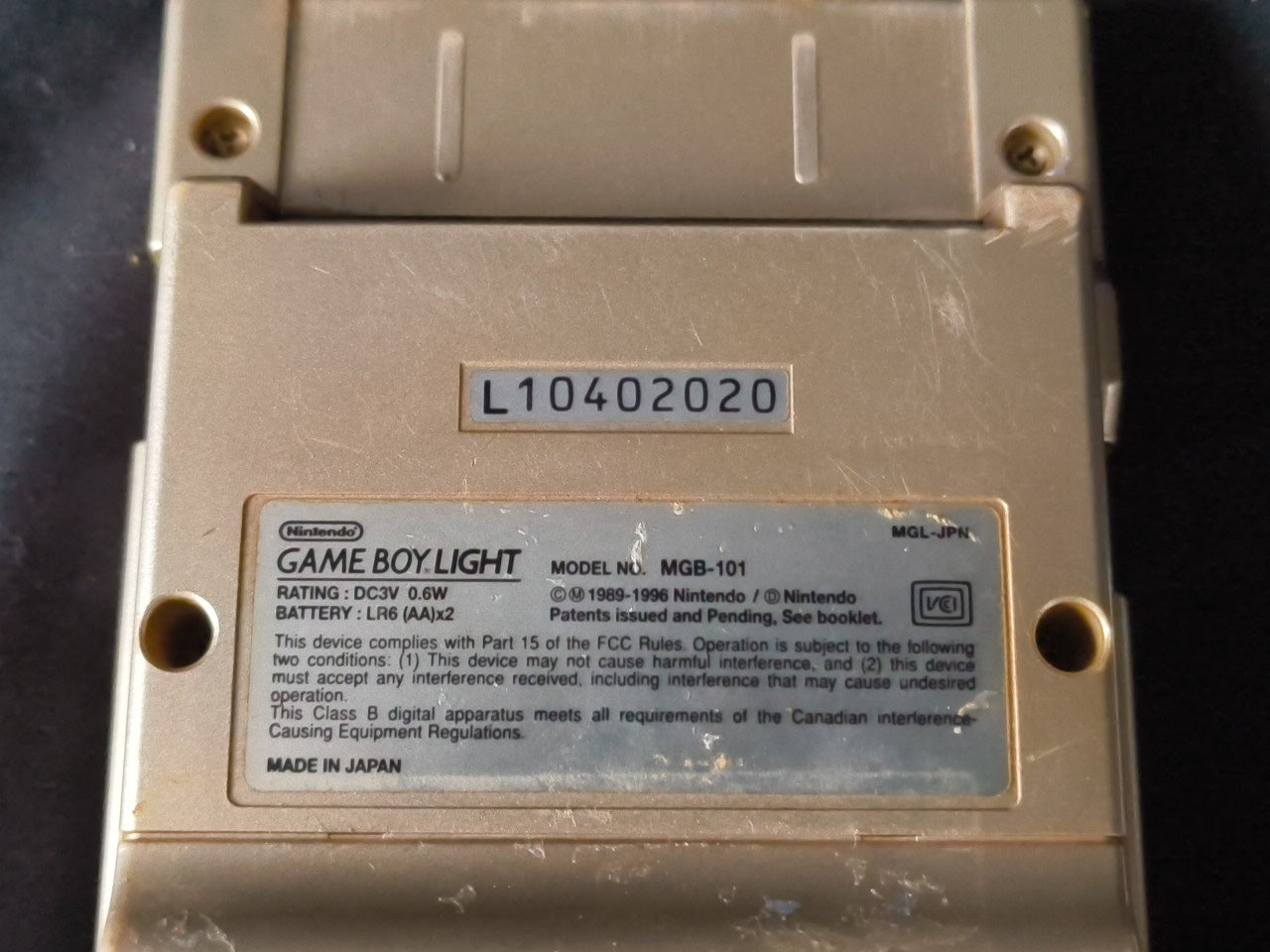 Used, Nintendo Gameboy Light Gold color console MGB-101 w/Game, Working-h0228-