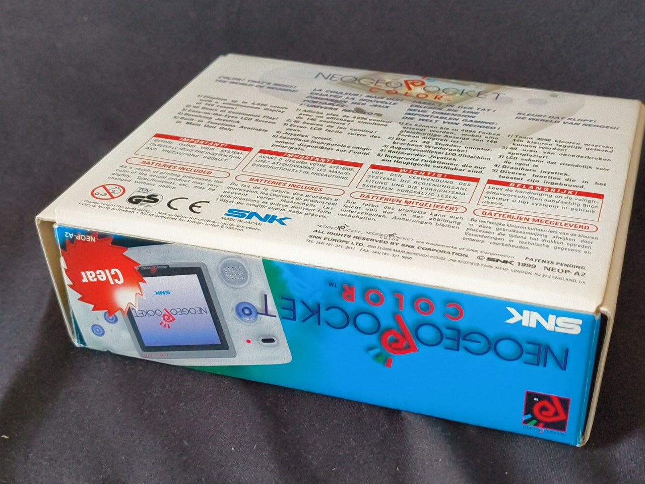 SNK NEOGEO POCKET Color Crystal White Console  W/Manual Box set, Working-h0307-