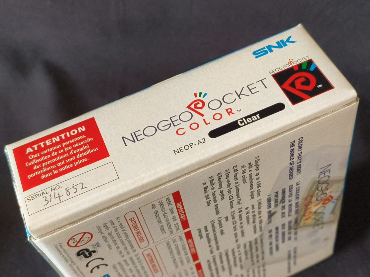 SNK NEOGEO POCKET Color Crystal White Console  W/Manual Box set, Working-h0307-