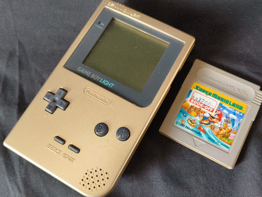 Used, Nintendo Gameboy Light Gold color console MGB-101 w/Game, Working-h0321-1