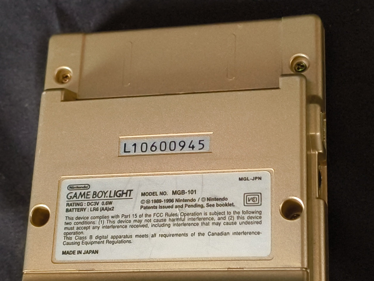 Used, Nintendo Gameboy Light Gold color console MGB-101 w/Game, Working-h0321-1