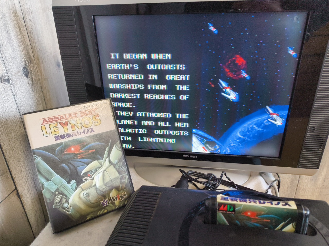 ASSAULT SUITS LEYNOS SEGA MEGA DRIVE Genesis W/Manual, Box, working Japan-h0324-