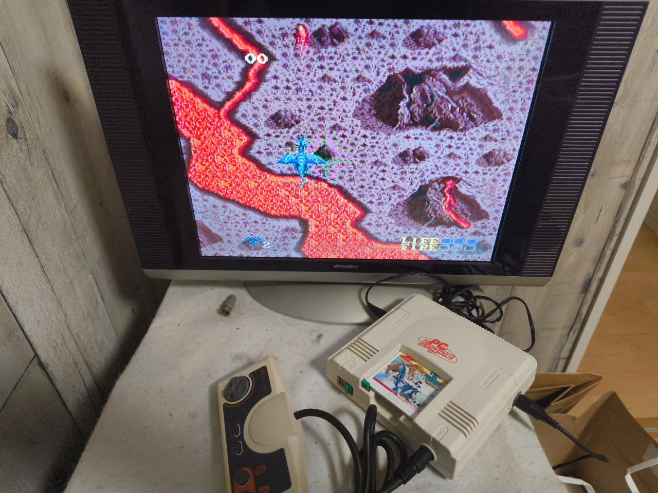 NEC PC Engine white Console (TurboGrafx-16) ,Pad, PSU, Game, Box set-h0328-