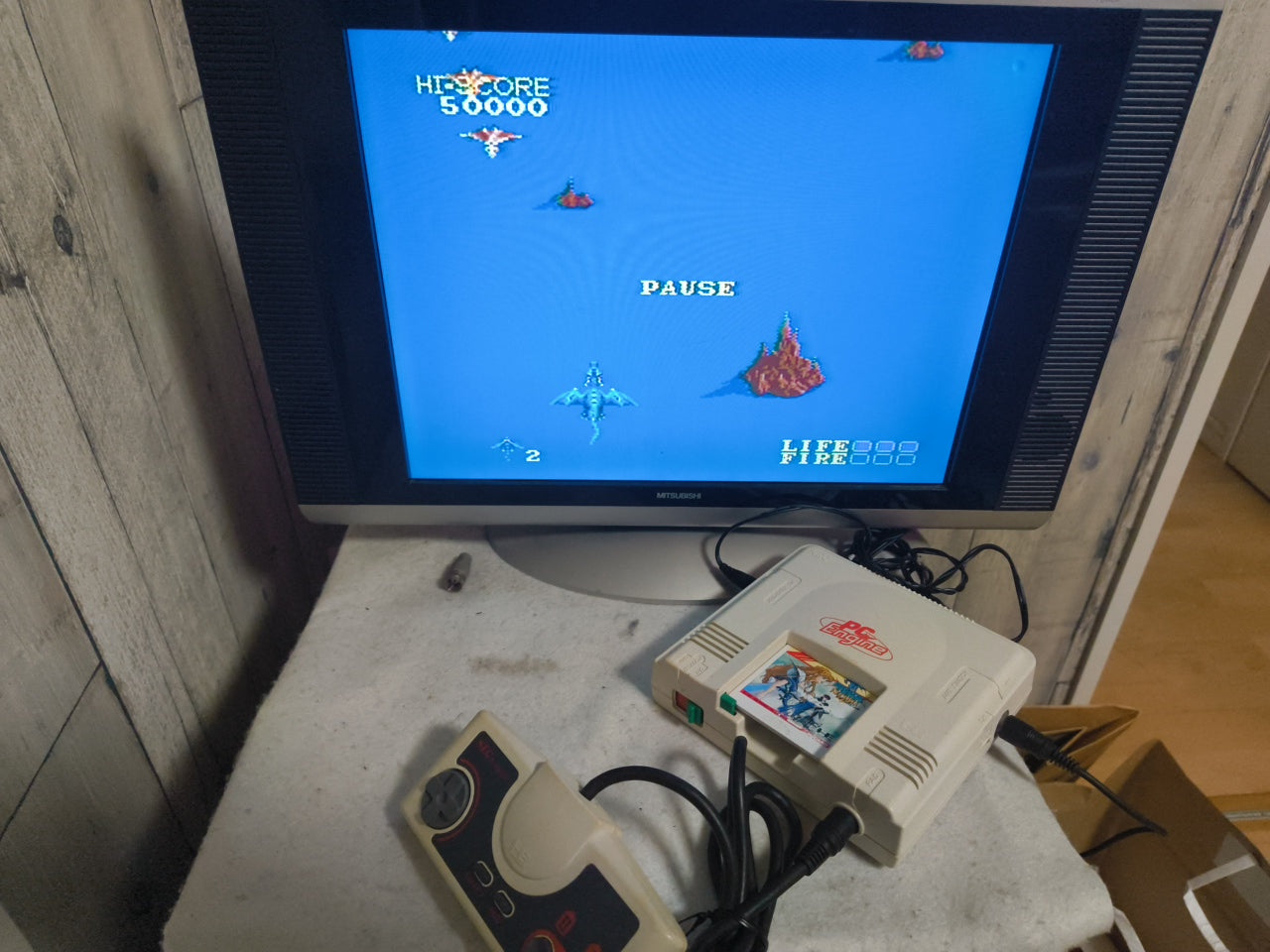 NEC PC Engine white Console (TurboGrafx-16) ,Pad, PSU, Game, Box set-h0328-