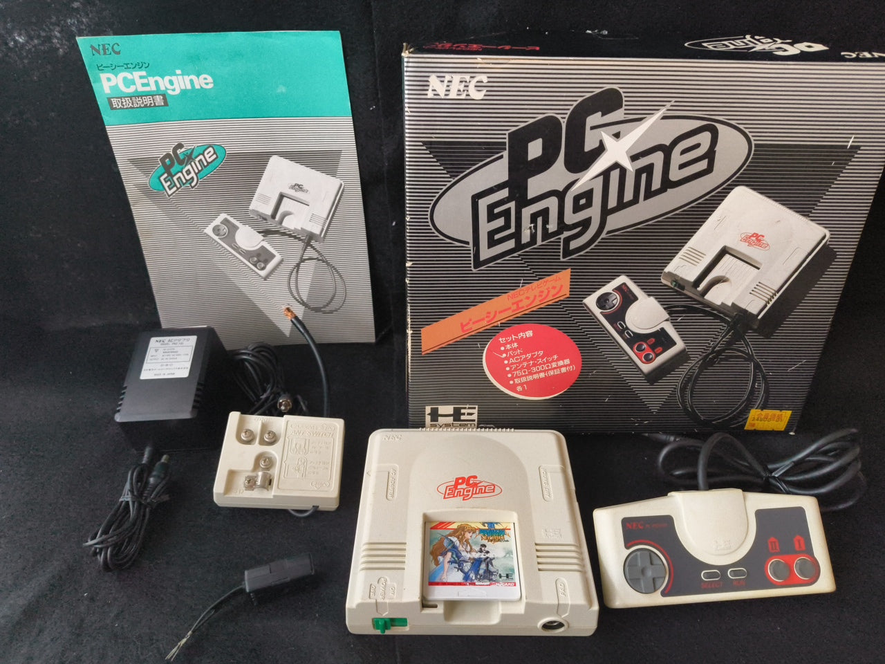 NEC PC Engine white Console (TurboGrafx-16) ,Pad, PSU, Game, Box set-h0328-