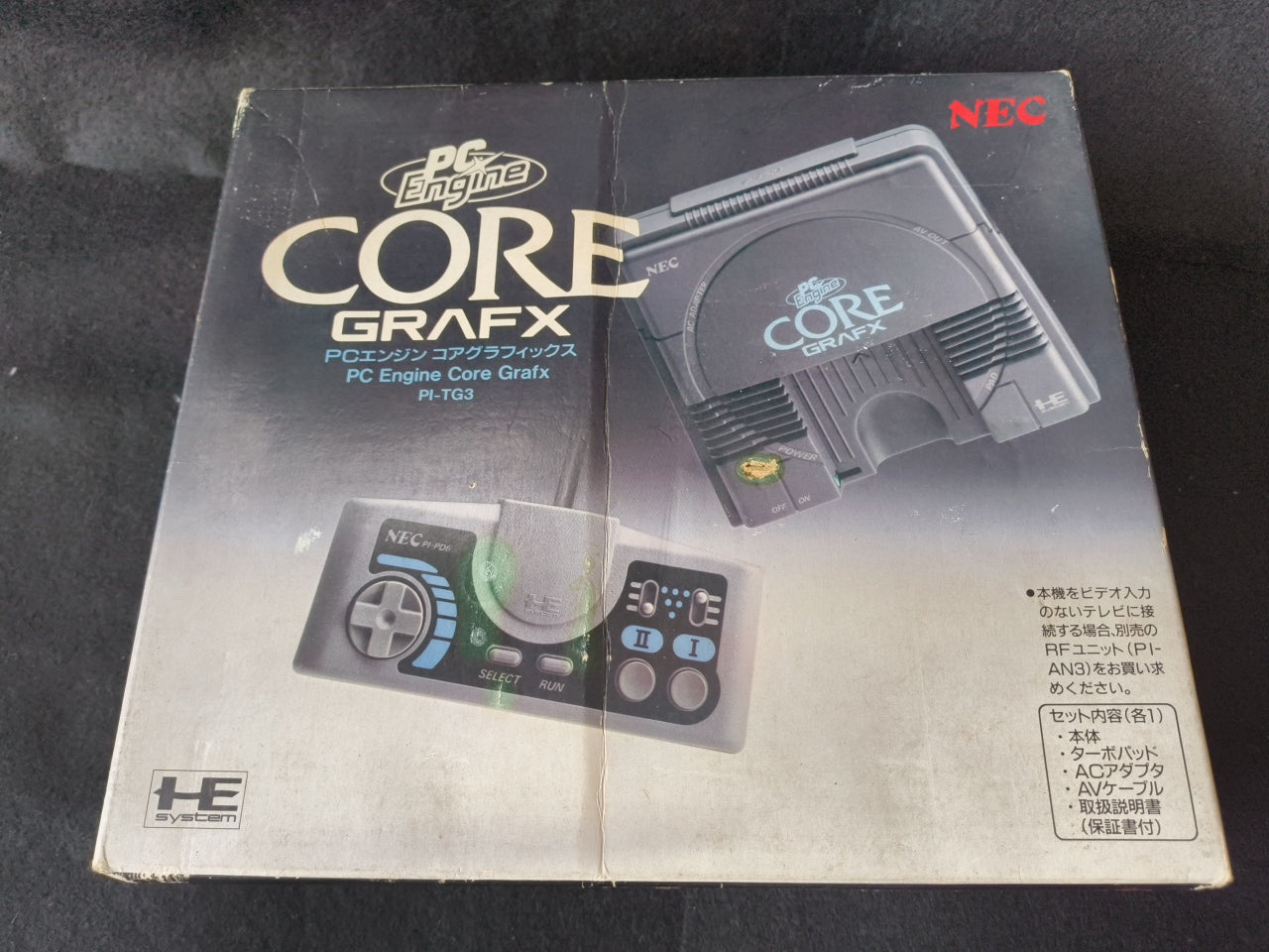 NEC PC Engine Coregrafx Console PI-TG3 TurboGrafx16, w/Manual, Pads, Box-h0412-