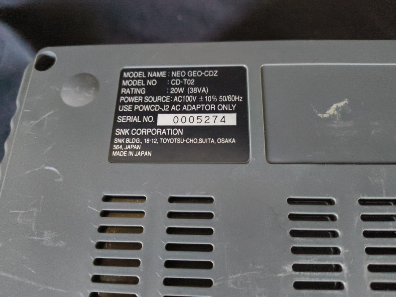 SNK NEO GEO CDZ NGCD Console System,w/Controllers, AC Adapter set, working-h0415