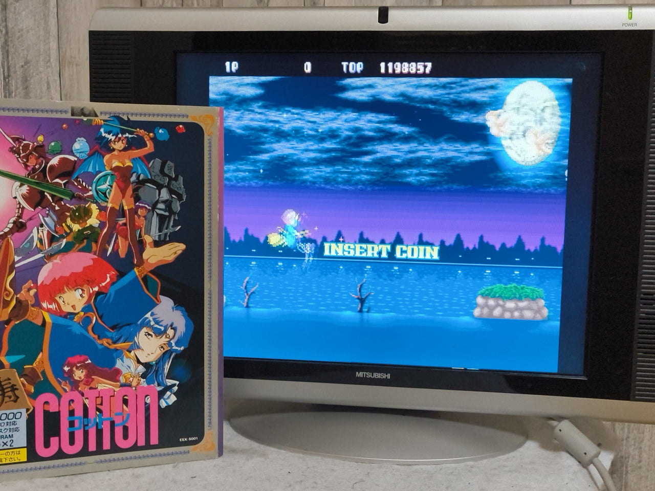 COTTON SHARP X68000 Gamedisks, Manual, Paper and Box set, Japan Working-h0416-