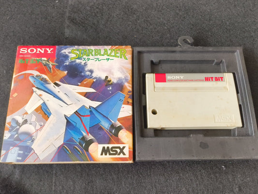 STAR BLAZER SONY HIT BIT MSX Game Cartridge and Box set, Working Japan-h0420-