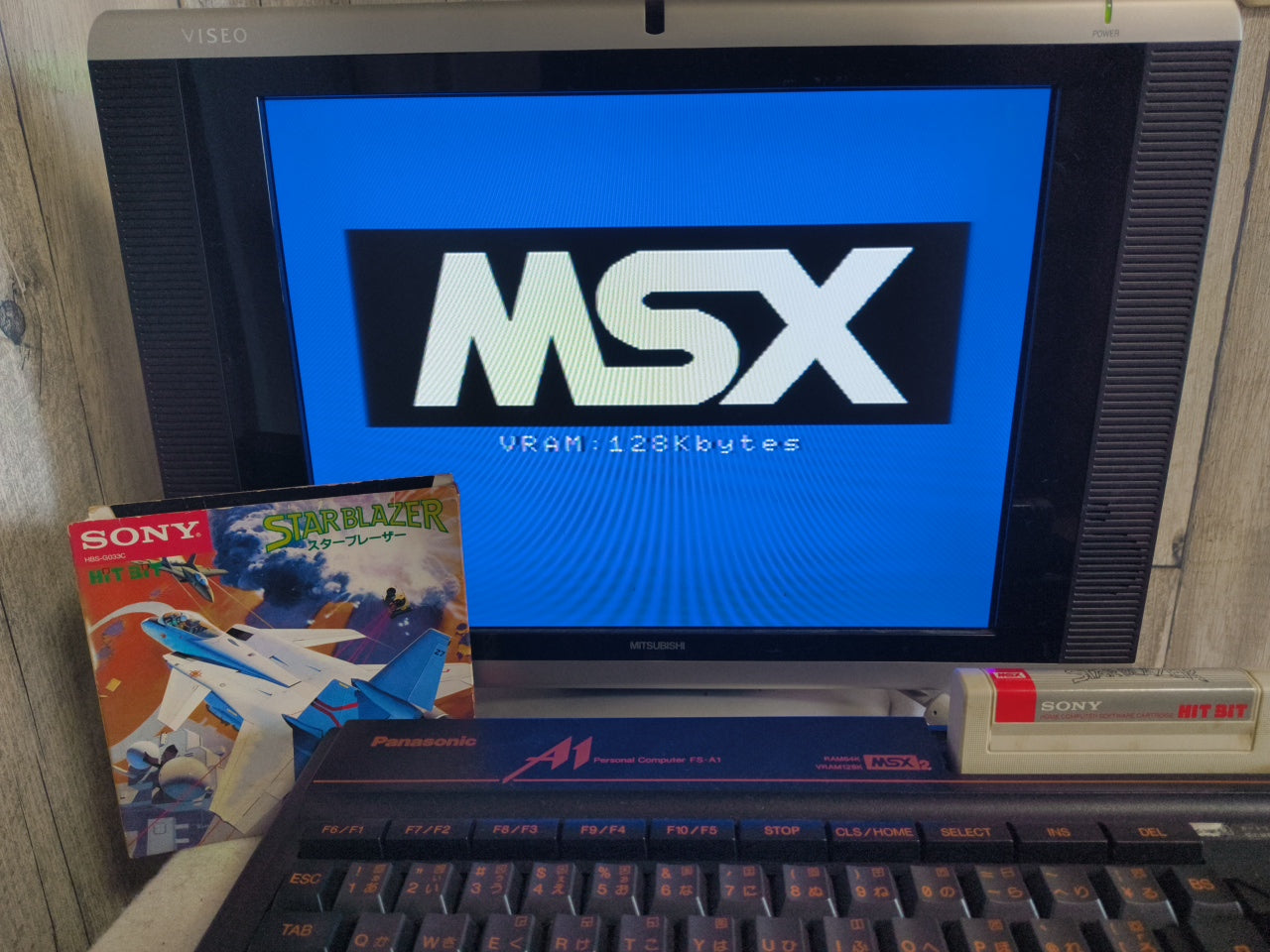 STAR BLAZER SONY HIT BIT MSX Game Cartridge and Box set, Working Japan-h0420-