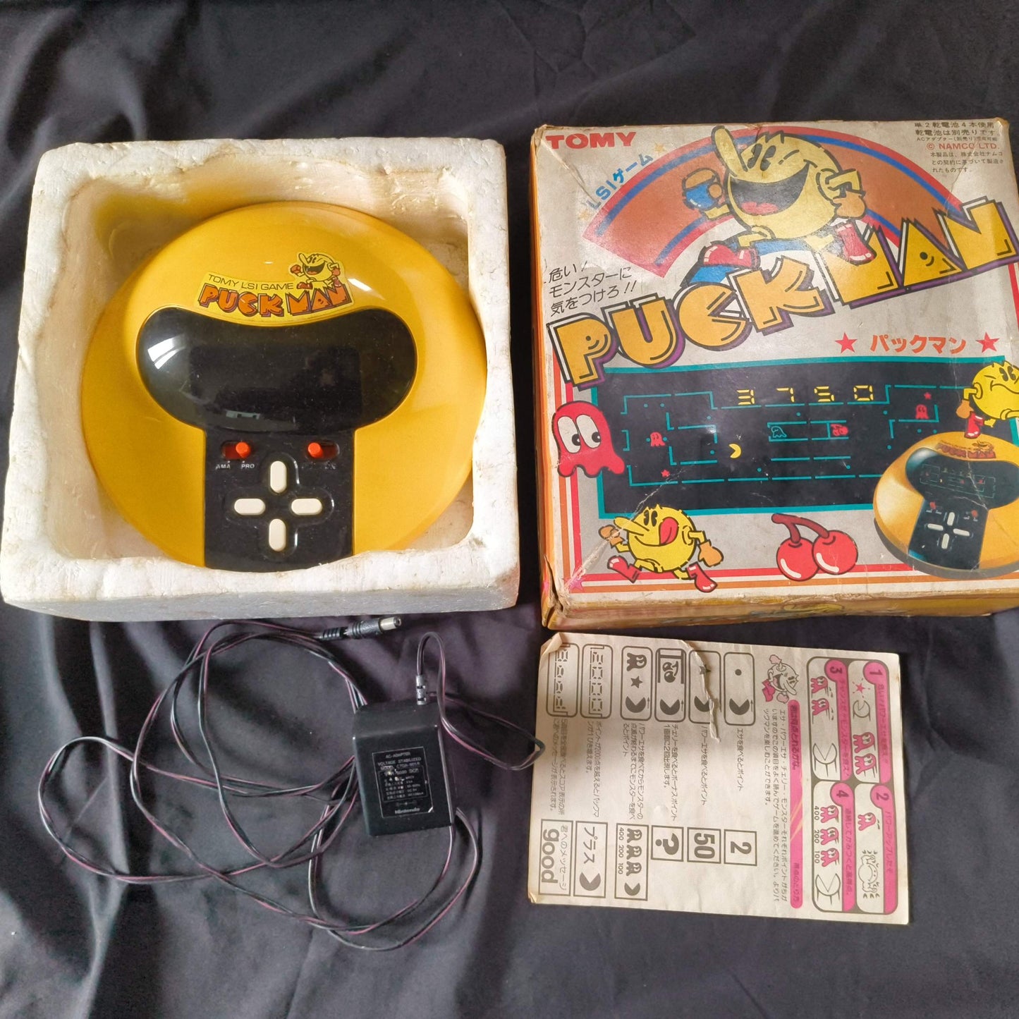 TOMY ELECTRONICS LSI GAME PUCKMAN, w/Manual, PSU, Box set Working Japan-f0510-