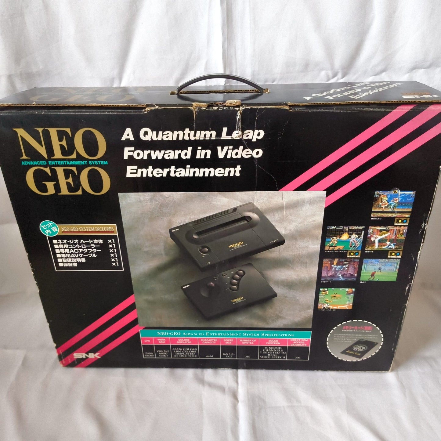 SNK NEOGEO AES ROM cartridge system Console NEO-0, w/PSU, Pad, Box set-h0518-