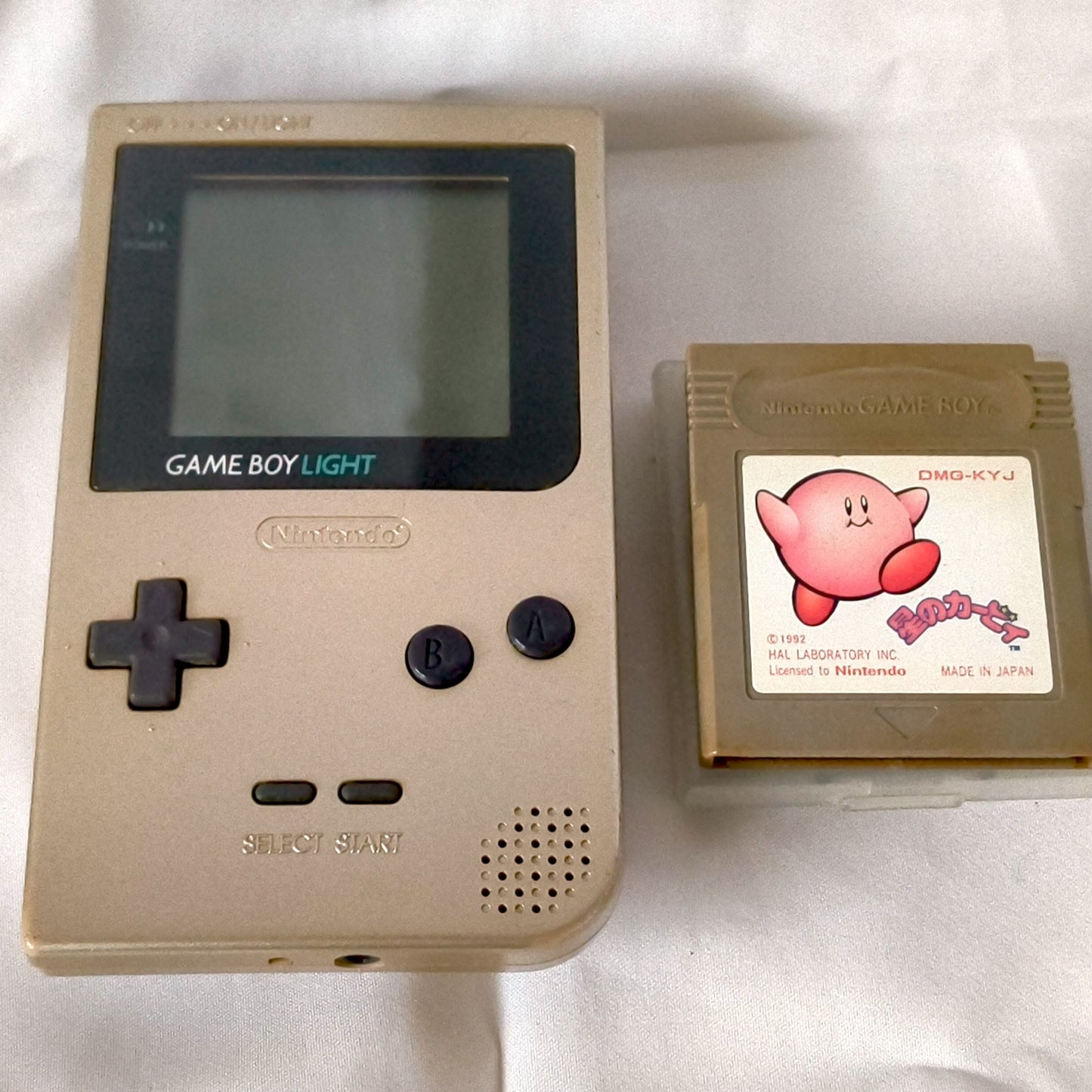 Used, Nintendo Gameboy Light Gold color console MGB-101 w/Game, Working-h0518-