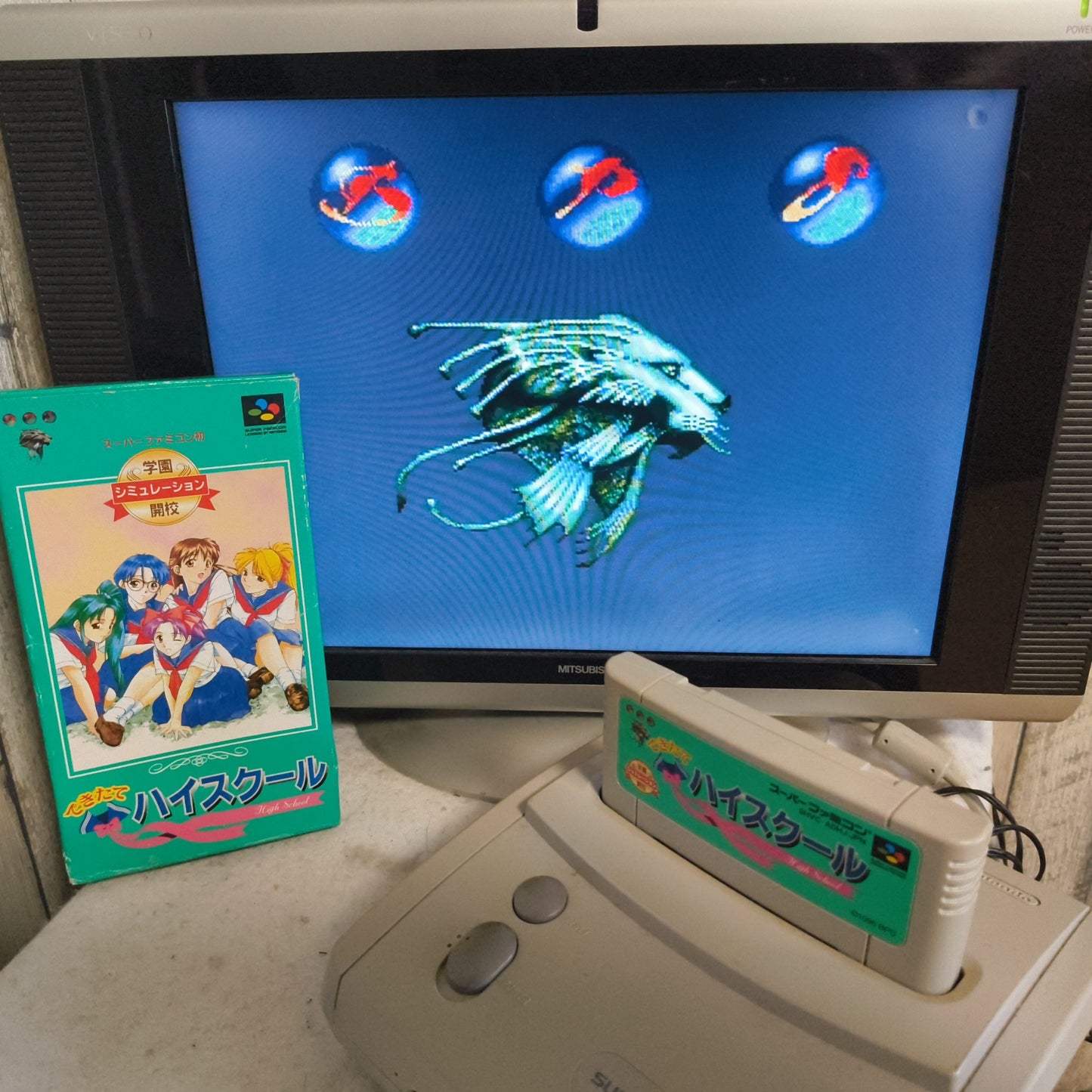 Dekitate High School Nintendo Super Famicom SFC w/Manual, Box set Working-h0524-