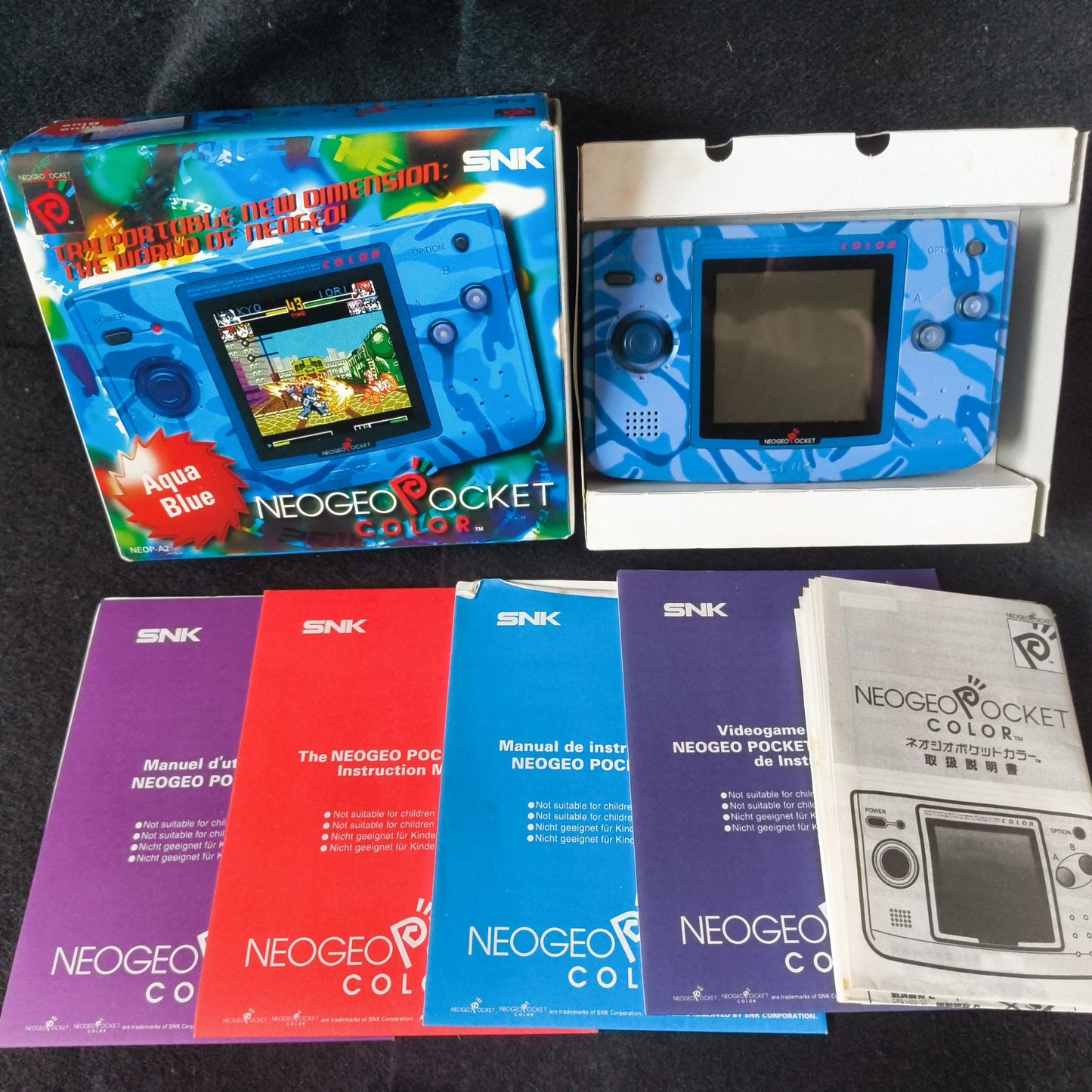 JUNK, For Parts, SNK NEOGEO POCKET Color Camouflage Blue Console W/Box-h0621-