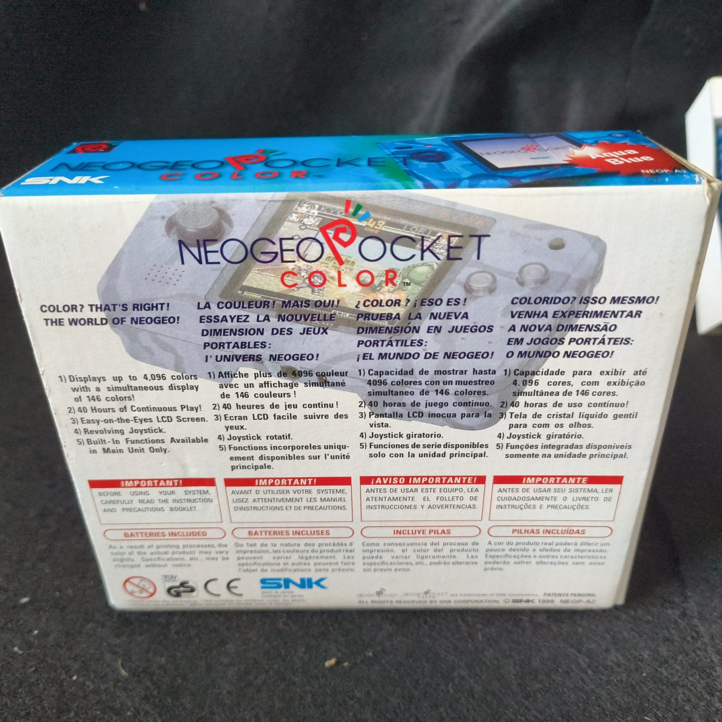 JUNK, For Parts, SNK NEOGEO POCKET Color Camouflage Blue Console W/Box-h0621-