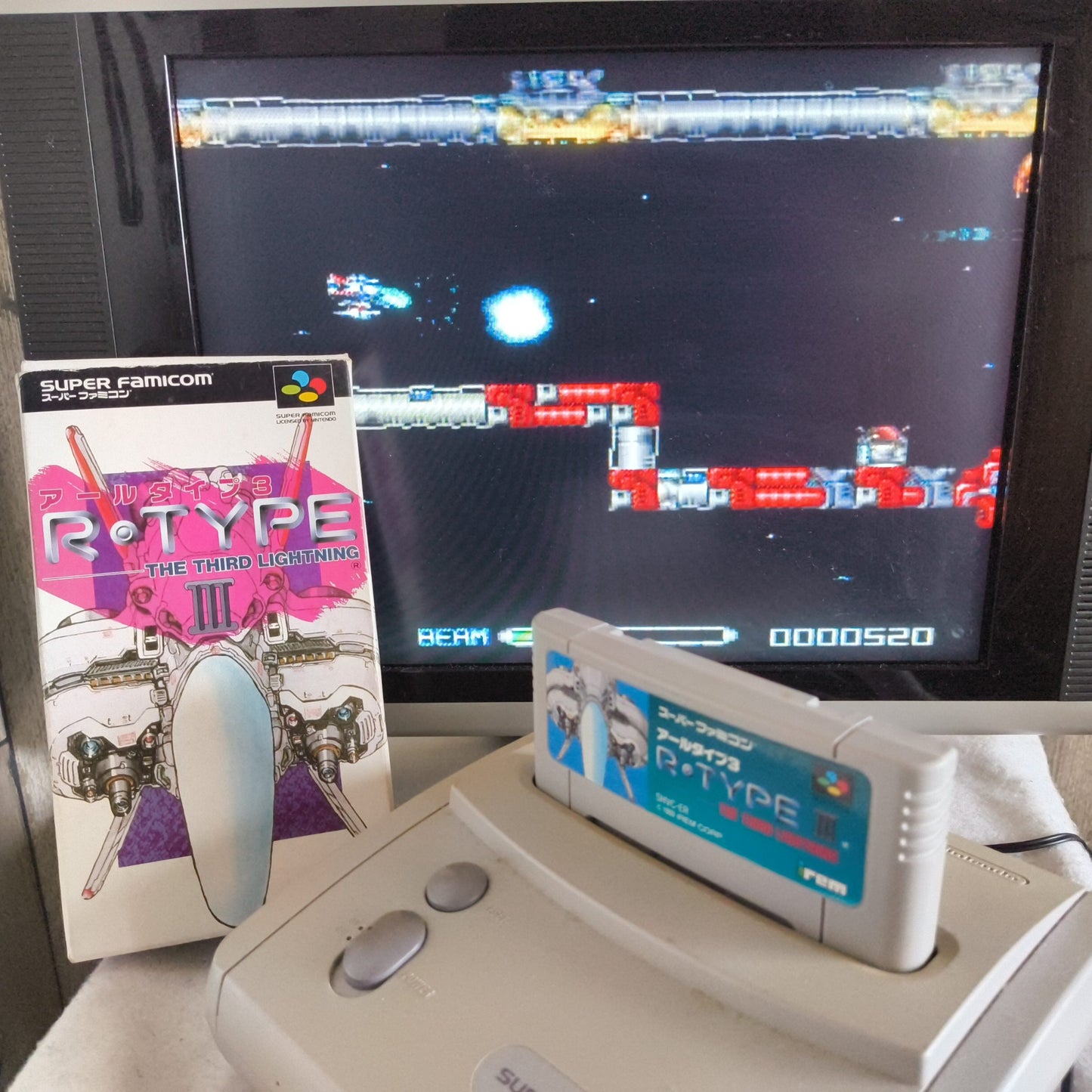 R-TYPE3 The Third Lightning Super Famicom SFC Cartridge,Manual,Boxed set-h0702-1
