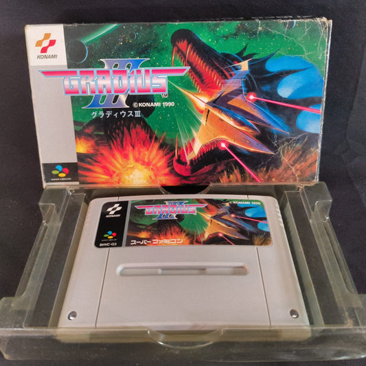 Gradius 3 Konami Nintendo Super Famicom Cart w/Box Japan, working-h0710-