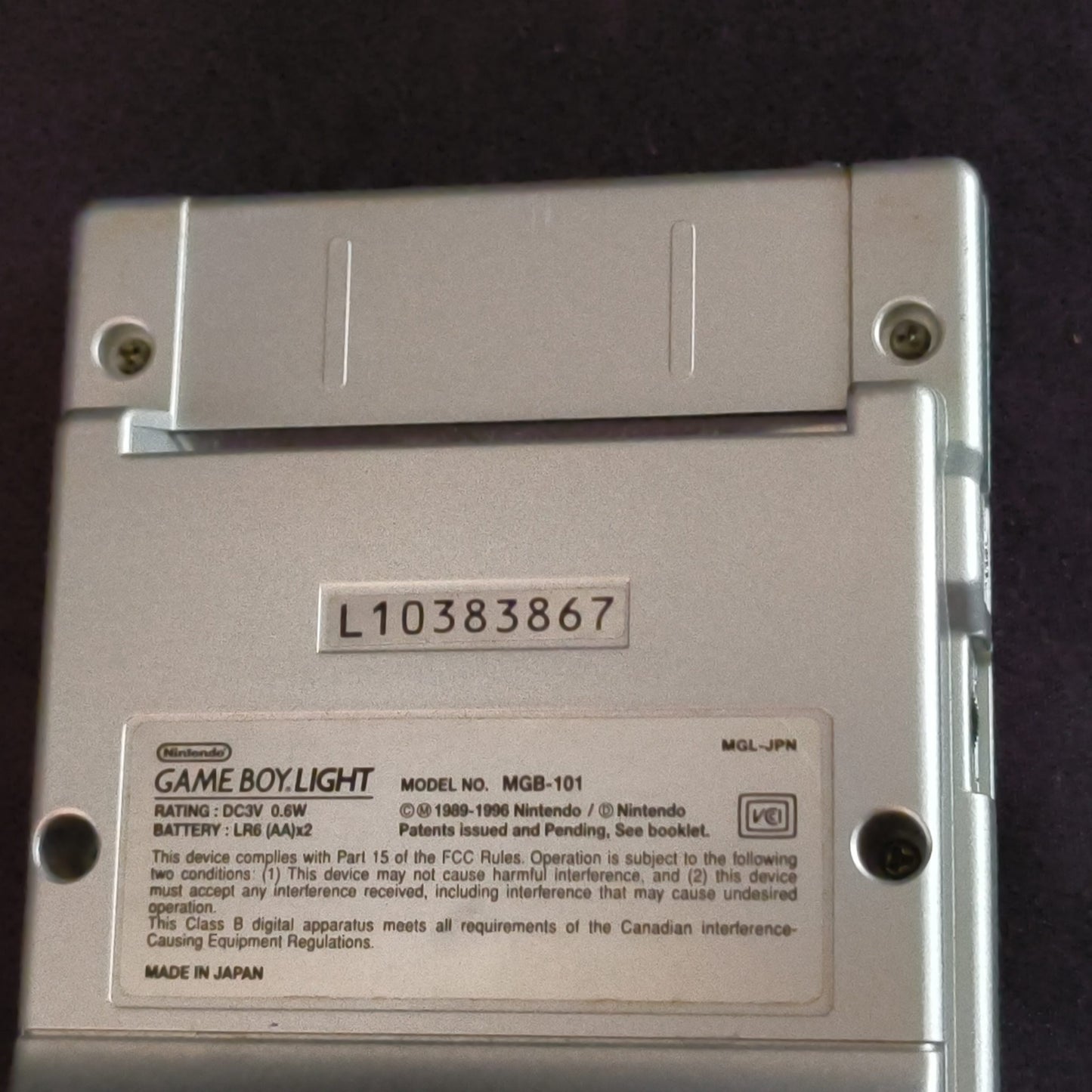 Game Boy Light Silver Console - No Sound from Speaker / Working HGB-101-h0710-