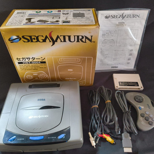 SEGA Saturn Gray color Console HST-0004,Pad,Power Cable Boxed set, Working-h0710