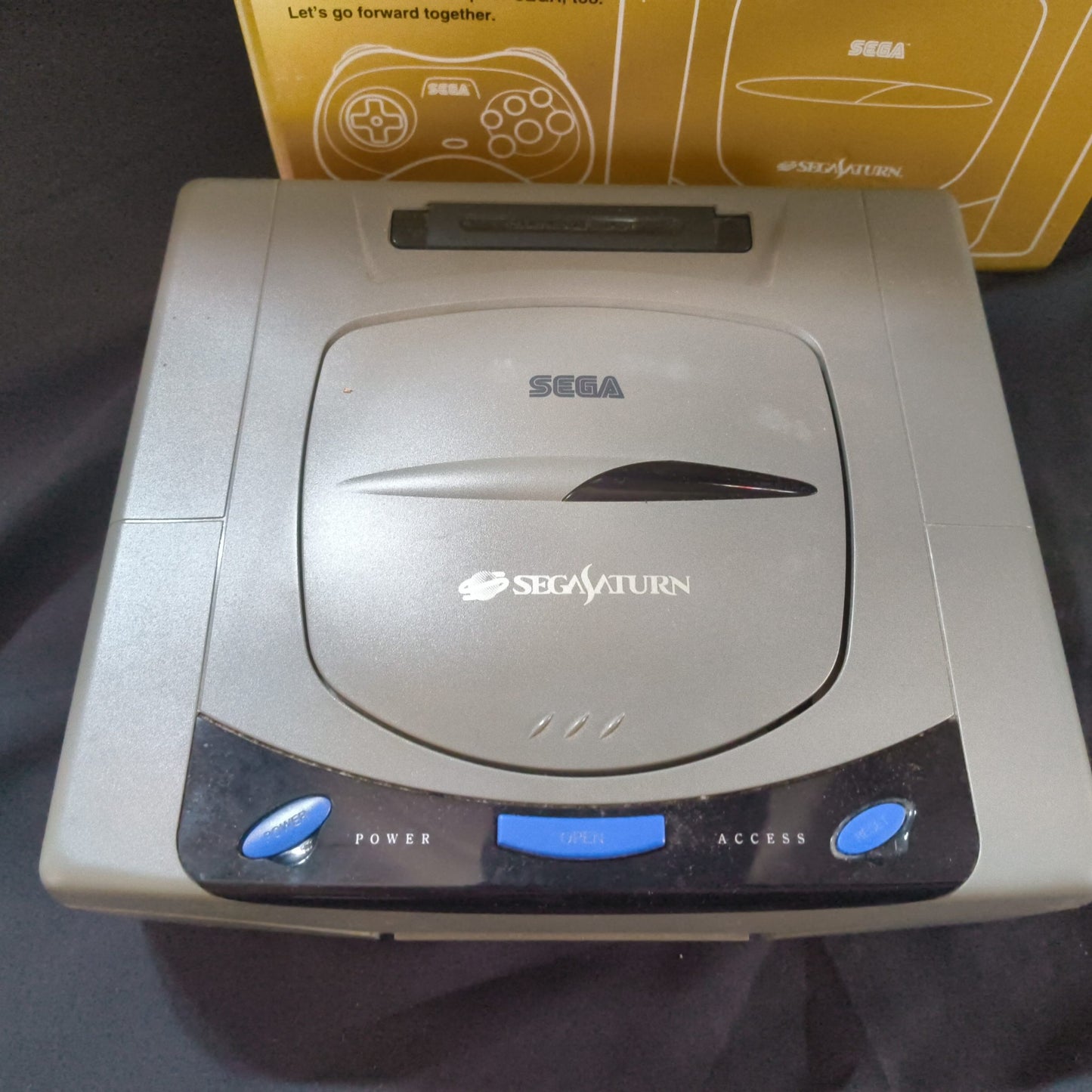 SEGA Saturn Gray color Console HST-0004,Pad,Power Cable Boxed set, Working-h0710