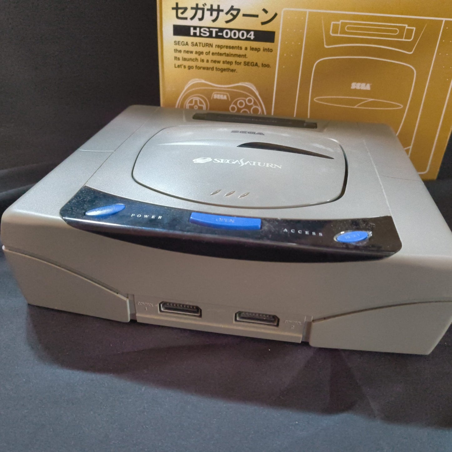 SEGA Saturn Gray color Console HST-0004,Pad,Power Cable Boxed set, Working-h0710