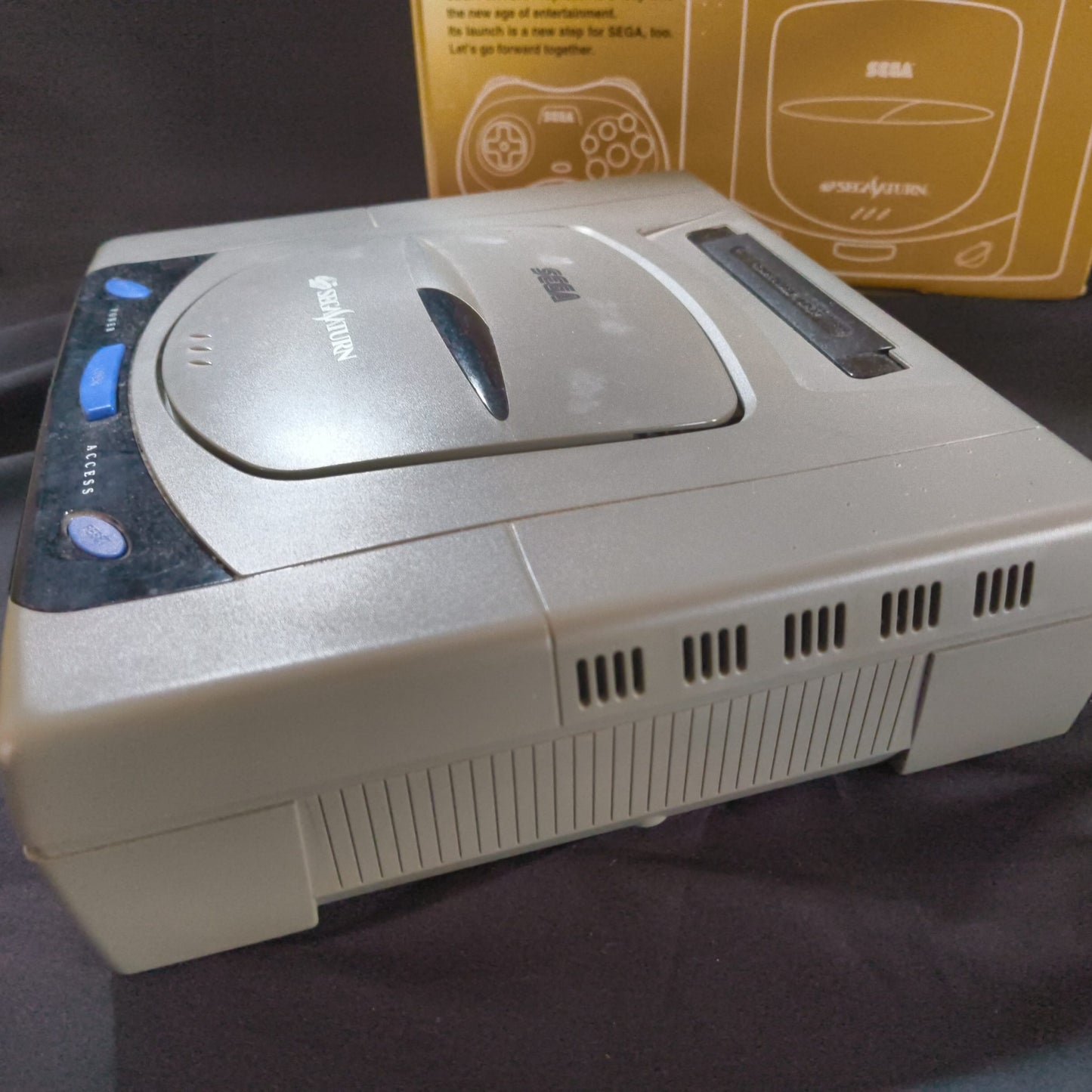 SEGA Saturn Gray color Console HST-0004,Pad,Power Cable Boxed set, Working-h0710