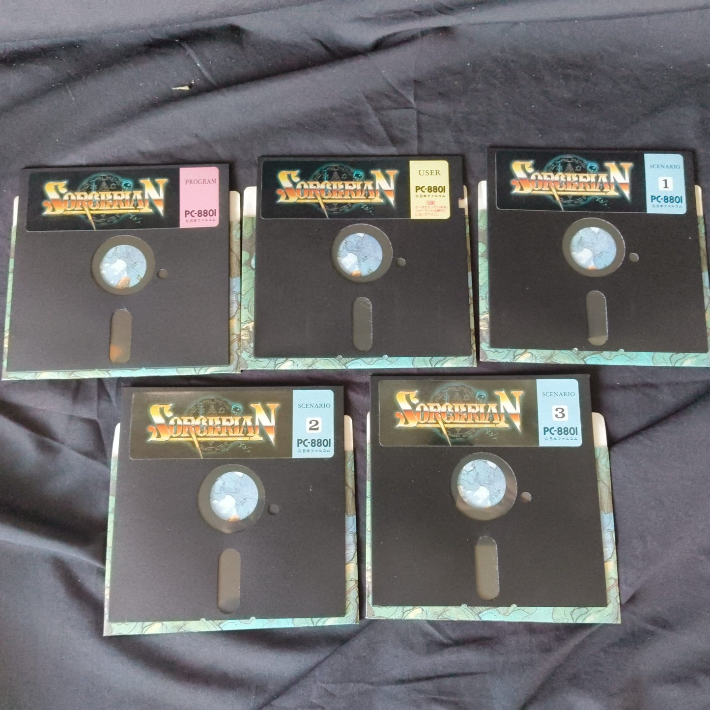PC-8801 Sorcerian Game disks, w/manual, papers, Box set. Partly tested-h0716-