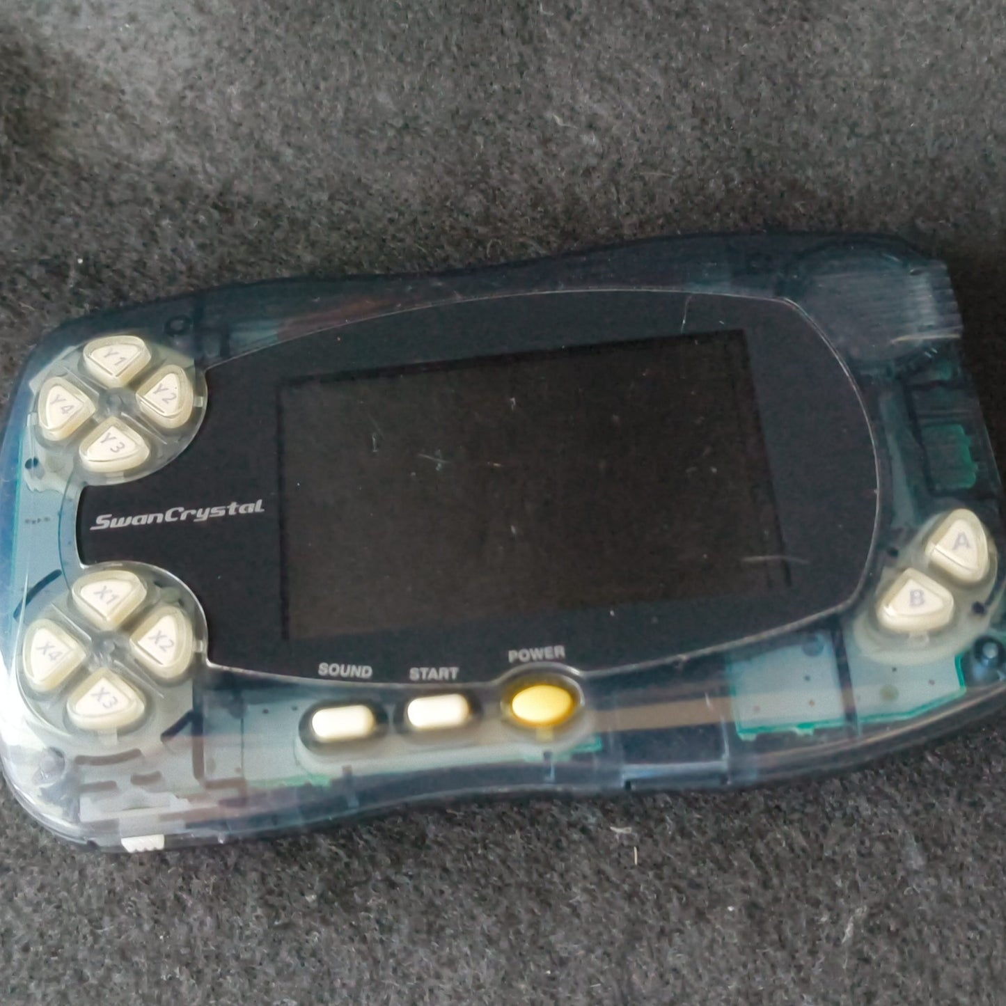 Defective Wonder Swan Crystal Clear Black BANDAI WSC Handheld Console-h0722-