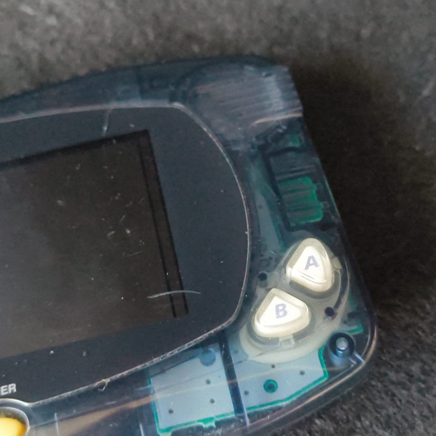 Defective Wonder Swan Crystal Clear Black BANDAI WSC Handheld Console-h0722-