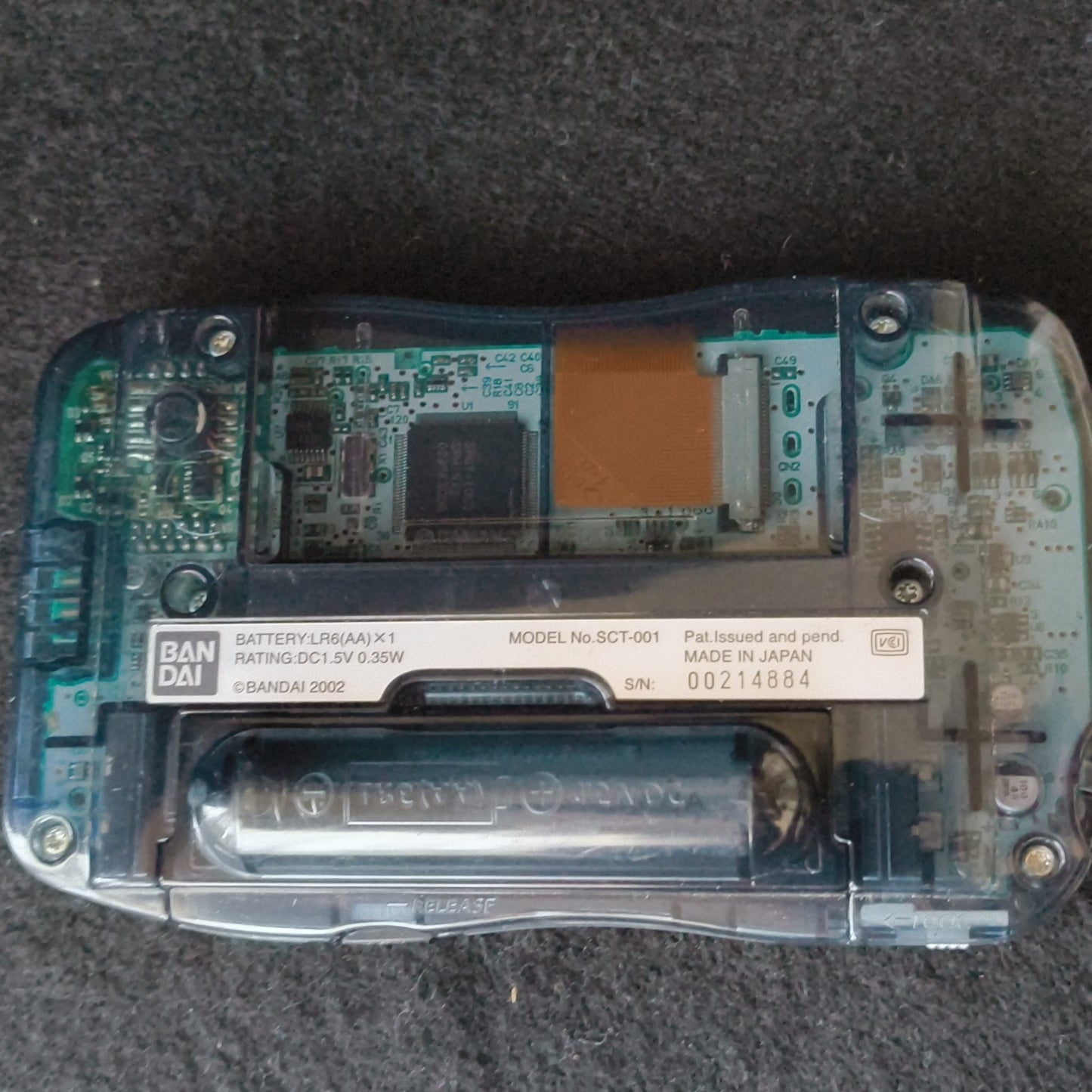 Defective Wonder Swan Crystal Clear Black BANDAI WSC Handheld Console-h0722-