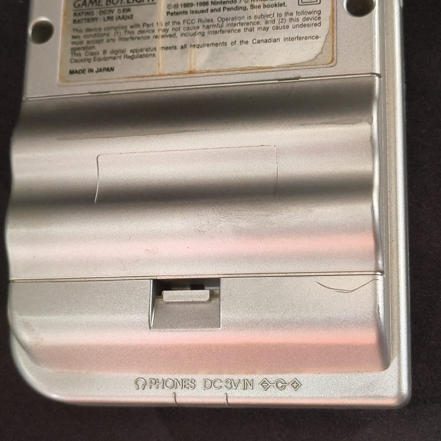 Used, Nintendo Gameboy Light Silver color console MGB-101 w/PSU, Working-h0725-