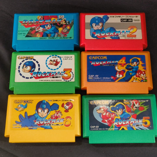 Nintendo Famicom FC (NES) RockMan(Megaman) series 6 game cartridge set-h0725-
