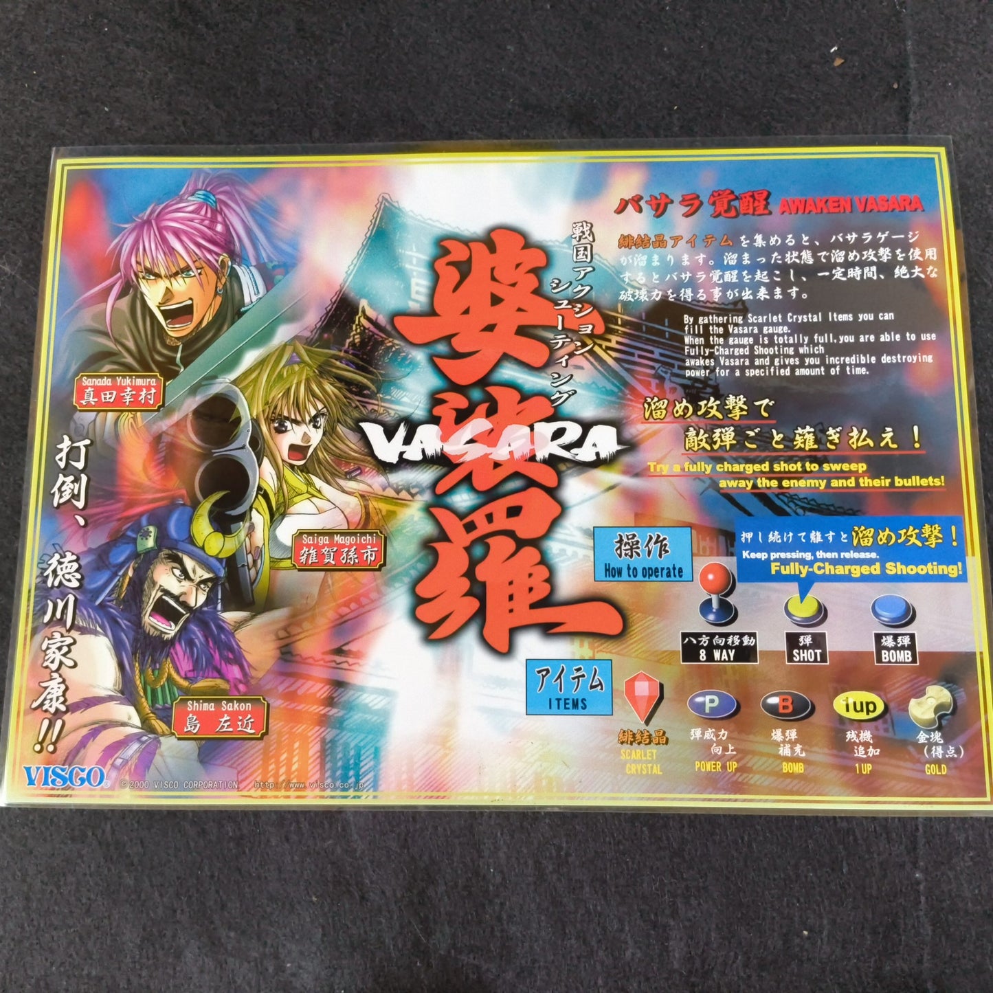 VASARA 2000 Visco Arcard JAMMA Board and Instruction cards set Japan-h0730-