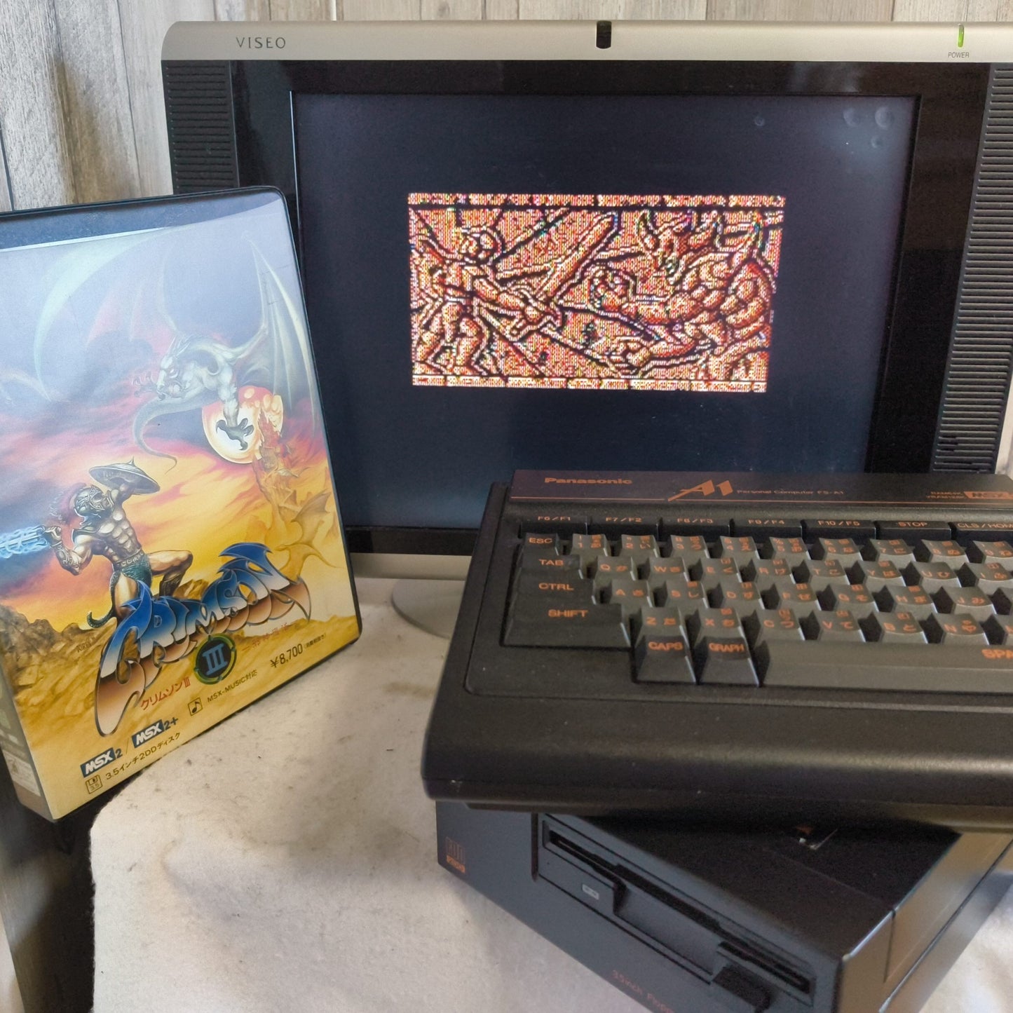 CRIMSON III / 80's Japanese MSX Game FDD Disks w/Manual Box set, Japan-h0805-